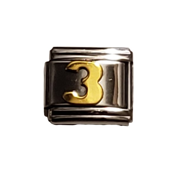 Italian Charm Bracelet Alphabet Letter Link - NUMBER "3" - Picture 1 of 1